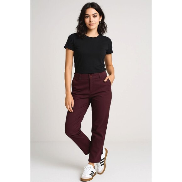 Dockers Women’s Flat Front Slim Tapered Pants Khaki Burgundy Size 12L - Picture 16 of 16